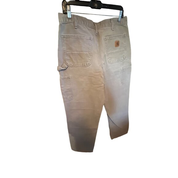 Carhartt Mens Dungaree Fit Khaki Pants Brown Duck Cloth Work Jeans Size 34X34 - Picture 2 of 5